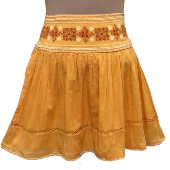 Sunday Best Skirt Size 4 Orange Embroidered Mini - Picture 1 of 9
